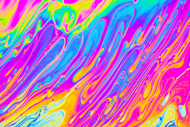 Psychedelické mnohobarevné pozadí abstraktní. Duhové barvy. pozadí vzorců. Fotografie makro záběru mýdlové bubliny - Fotografie, Obrázek