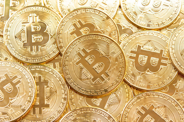 Bitcoiny pozadí. Šifrovací měna, bitcoin, BTC, - Fotografie, Obrázek
