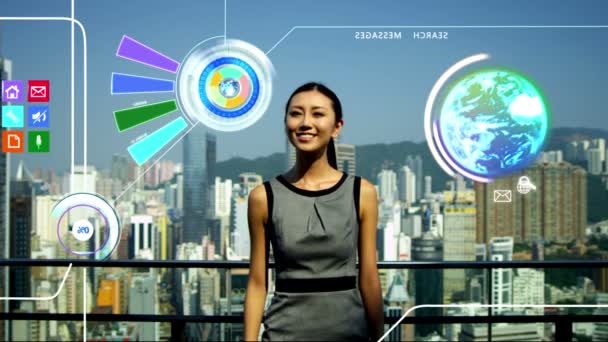 3D dotykové obrazovky Asian business online bankovnictví Hong Kong app motion grafika - Záběry, video