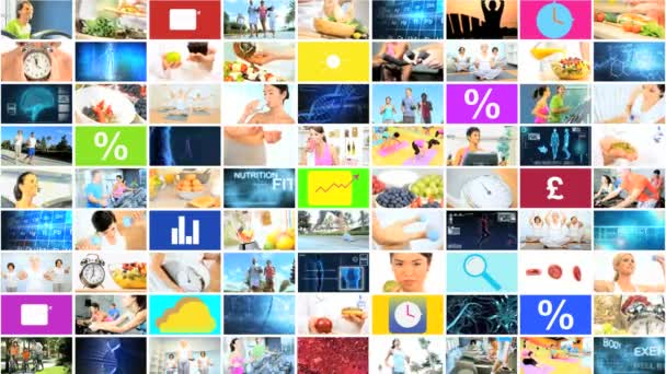 CG mur de montage vidéo ethnique saine nutrition mode de vie app motion graphiques
 - Séquence, vidéo