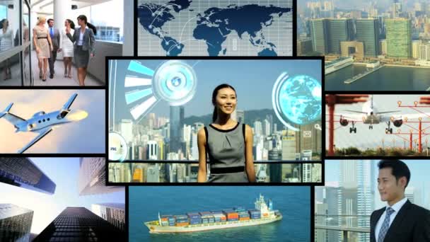 cg videomontage asiatisch welt business trade connectivity motion graphics - Filmmaterial, Video