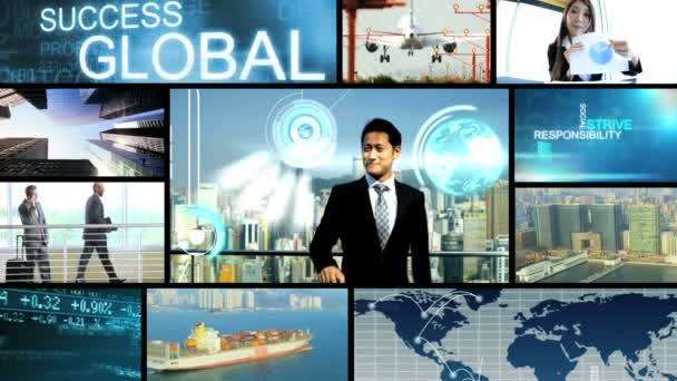 3 d ビデオ モンタージュ アジア白人世界旅行ビジネス貿易モーション グラフィックス - 映像、動画