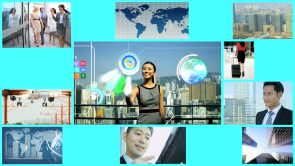 CG video montázs ázsiai üzleti pénzügyi multimédia app motion grafika - Felvétel, videó