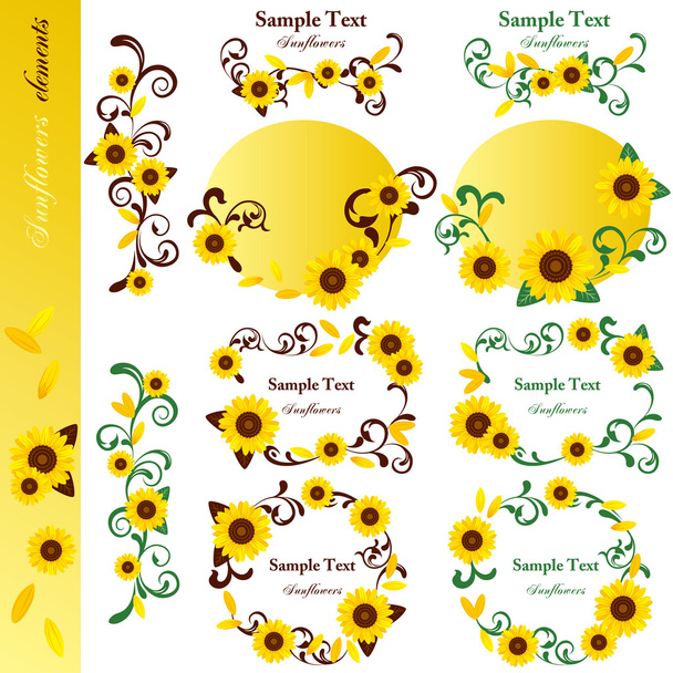 Sunflower elements set - Vetor, Imagem