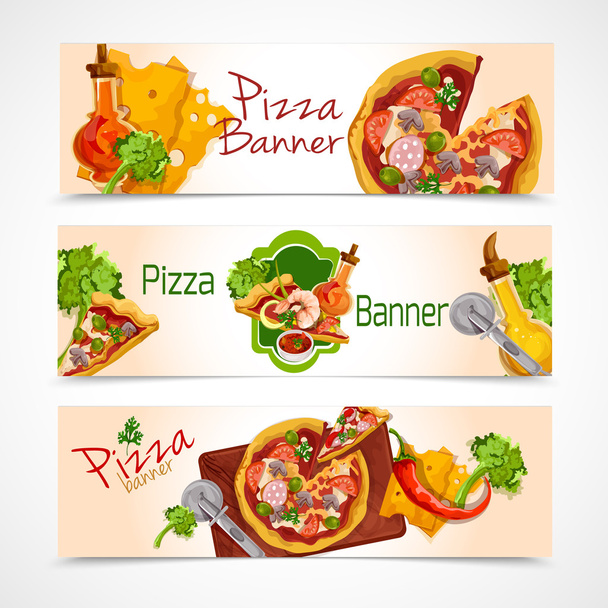 jogo de banners de pizza
 - Vetor, Imagem