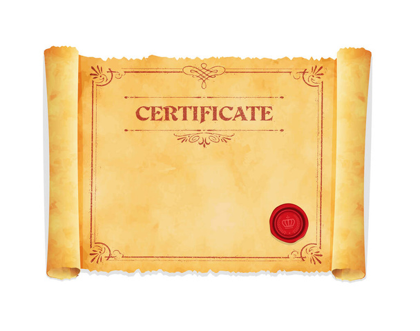 Old papaer with vintage certificate frame template illustration - ベクター画像