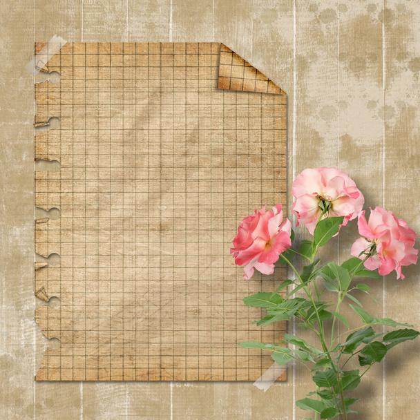 Grunge background for congratulation with beautiful rose - Zdjęcie, obraz