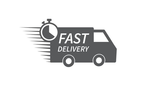 Fast delivery truck icon with Stopwatch. Fast shipping. Design for website and mobile apps. Vector illustration. - Vektor, obrázek