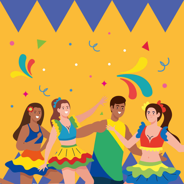 brazilian persons dancing characters frevo party - Vektor, Bild