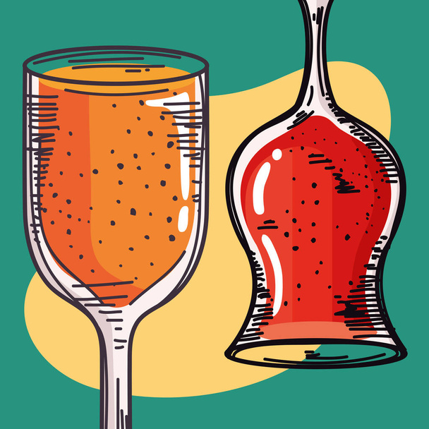 orange and red drinks pair icons - Vektor, kép