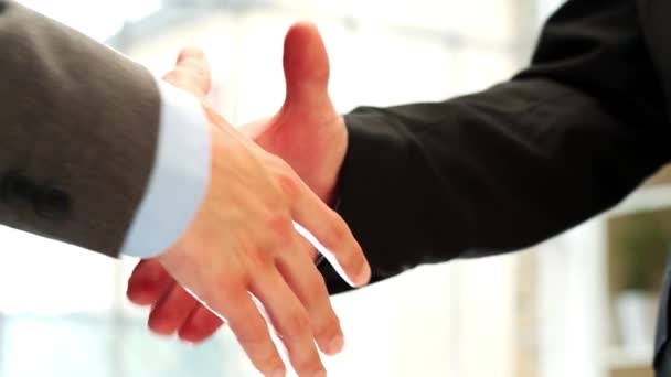 4k video footage of two businessmen shaking hands. - Materiał filmowy, wideo