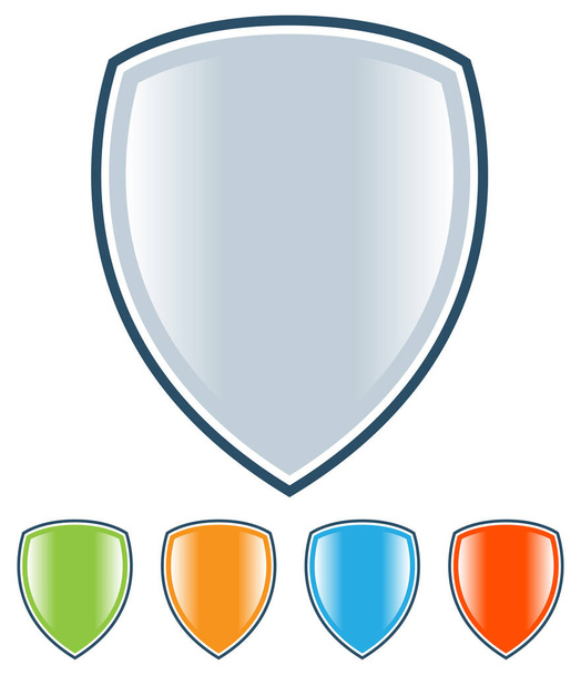 Shield, armor illustration. Protection, defense, seal icon - Vettoriali, immagini