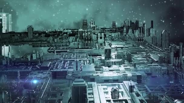 3d animaatio - Malli ulkomaalainen Sci-fi kaupunki - Materiaali, video