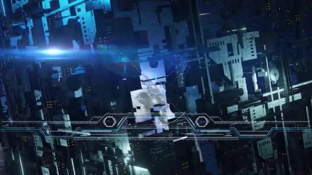 3d animaatio - Malli ulkomaalainen Sci-fi kaupunki - Materiaali, video