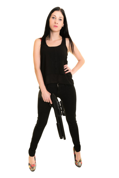 Beautiful woman with gun - Photo, image