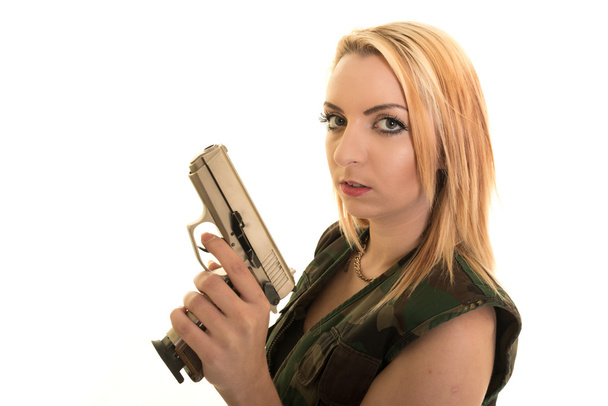Красива жінка зі зброєю
 - Фото, зображення