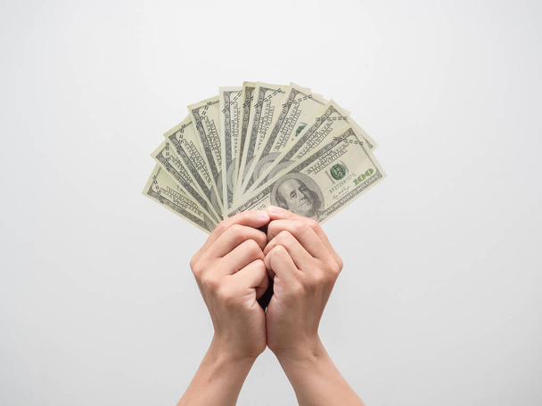 Hand holding a lot of money dollar isolated - Φωτογραφία, εικόνα