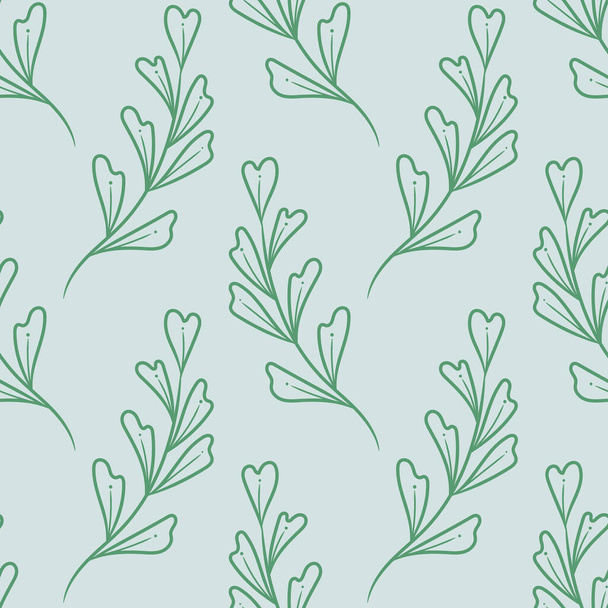 Natural vector pattern with hand drawn leaf elements, seamless repeating background - Wektor, obraz