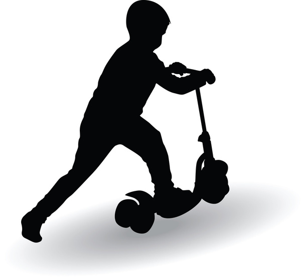 Garçon sur scooter silhouette
 - Vecteur, image