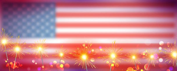illustratie van de Amerikaanse vlag achtergrond voor Fourth of July achtergrond voor Happy Independence Day of America - Vector, afbeelding