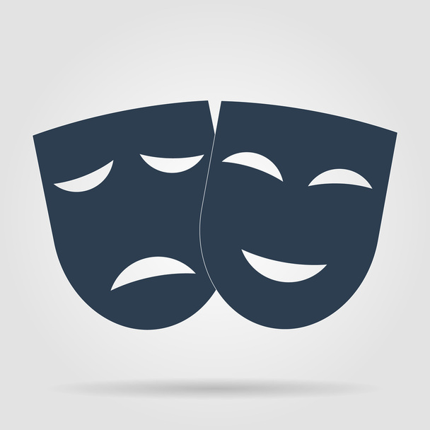 Theater pictogram met gelukkig en droevig maskers. - Vector, afbeelding