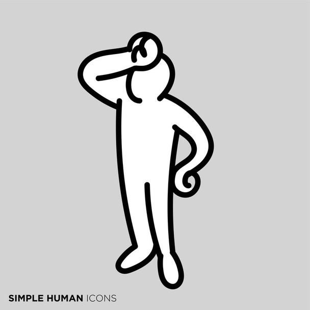 Pose illustration of a simple person "Looking up" - Vector, Image