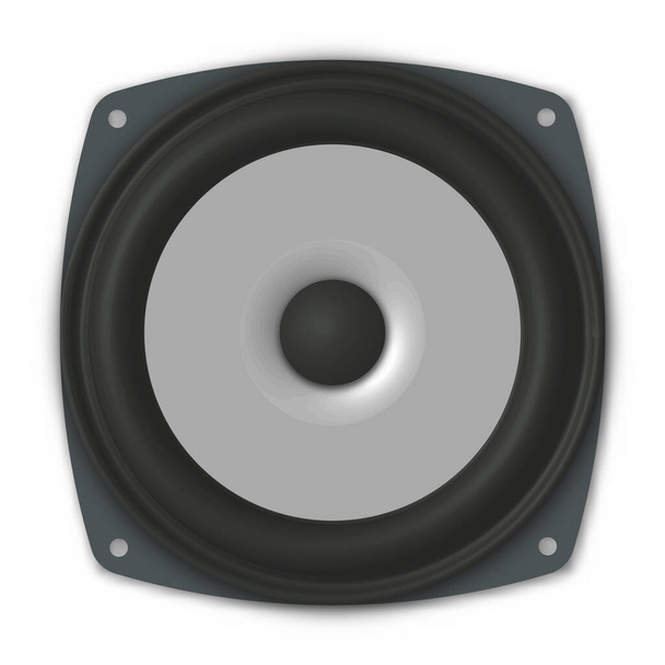 Photorealistic music speaker isolated on white background. Front view, 3D vector illustration. - Vector, Image