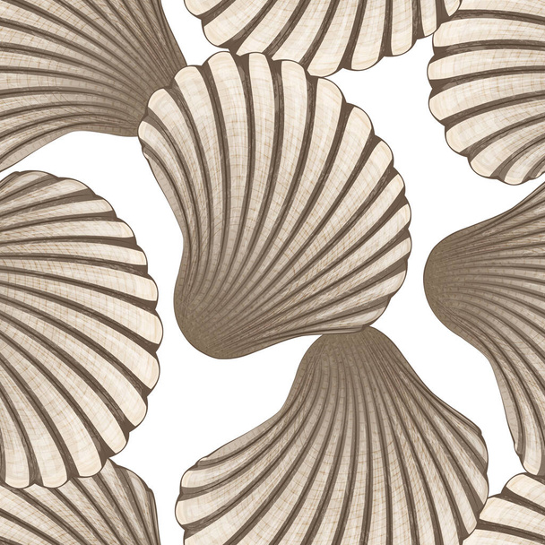 Seamless pattern with sea shells. Vector illustration. - Vector, Image