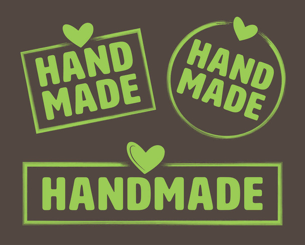 collection of HANDMADE labels, symbol for handmade products, vector illustration - Vektor, obrázek