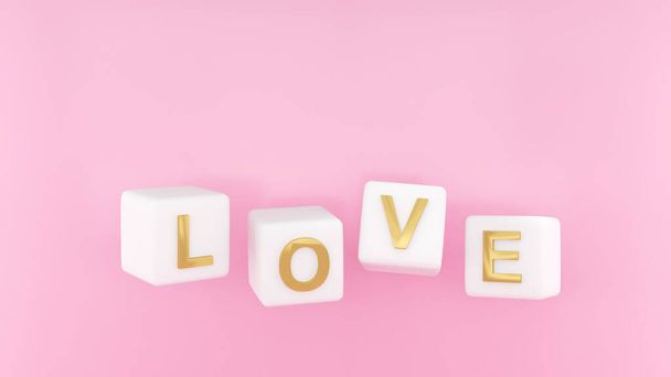 Image of love on dice, the letter "Love",love and valentine day, 3D rendering - Photo, Image