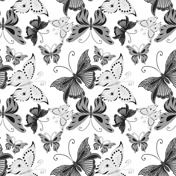 Kelebek ve kelebeklerle kusursuz desen. vektör illüstrasyonu - Vektör, Görsel