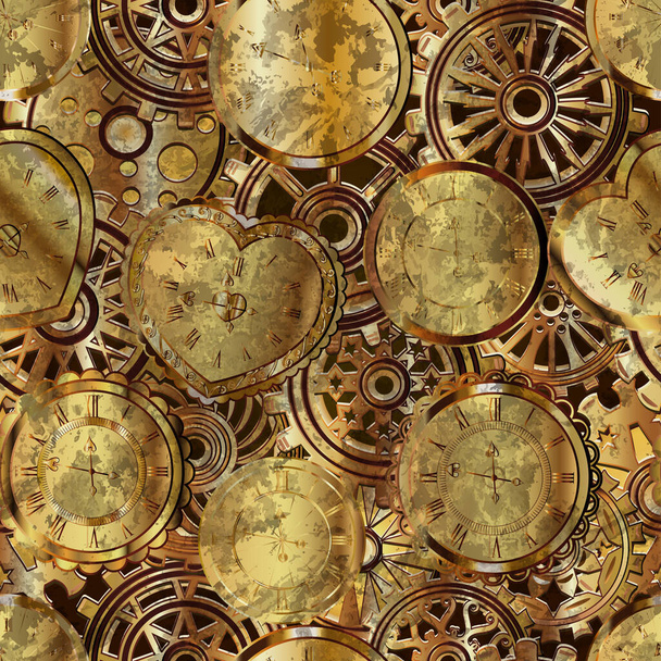 abstract background with gold gears - Vektor, obrázek