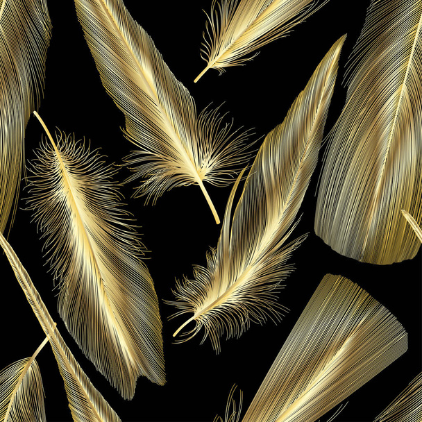 feather pattern on black background - Vector, Image
