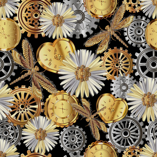 3d illustration of clockwork gears - Vetor, Imagem