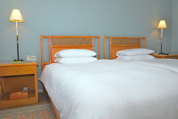 Twin beds in modern hotel room - Foto, Imagem