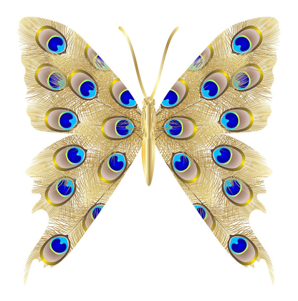 niebieski motyl izolowane na białym tle - Wektor, obraz