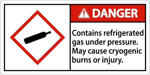 Danger Contains Refrigerated Gas Under Pressure GHS Sign - Vector, Image