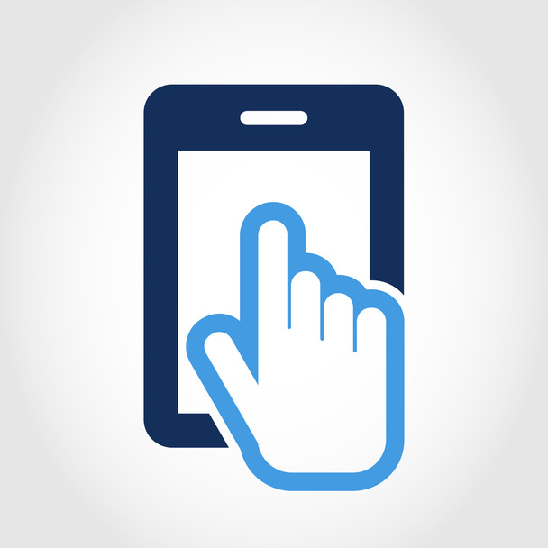 Векторный логотип дизайн шаблона. Сенсорный экран смартфона значок. Рука  - Вектор,изображение