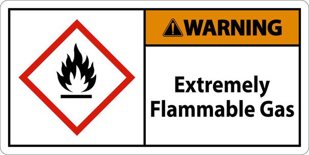 Warning Extremely Flammable Gas GHS Sign On White Background - Vektor, Bild