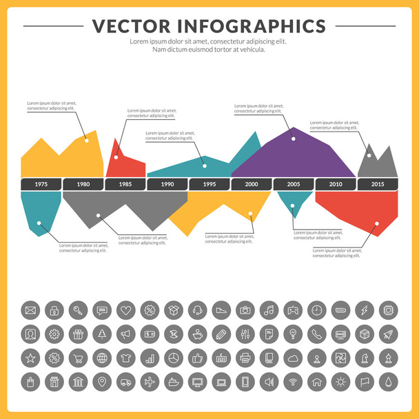 Vector infographics and design elements with icon set for brochures, flyers and websites - Vektör, Görsel