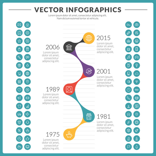 Vector infographics and design elements with icon set for brochures, flyers and websites - Wektor, obraz