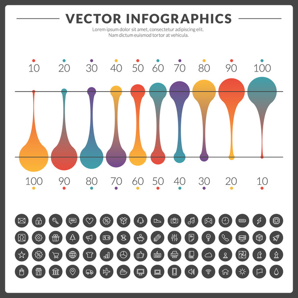 Vector infographics and design elements with icon set for brochures, flyers and websites - Vektor, obrázek