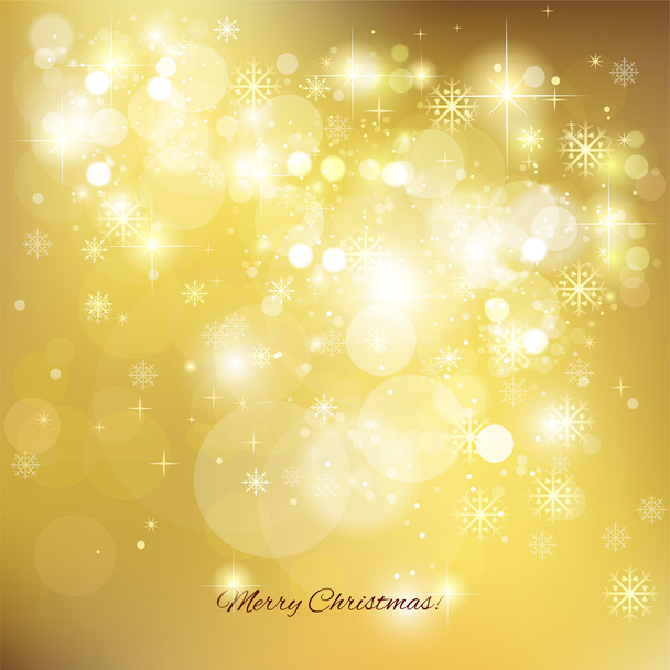 Golden Christmas Background with Snowflakes, Vector Illustration
 - Вектор,изображение