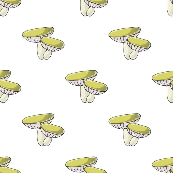 Xerocomus. Padrão sem costura com cogumelos florestais. Ilustração em mão desenhar estilo - Vetor, Imagem