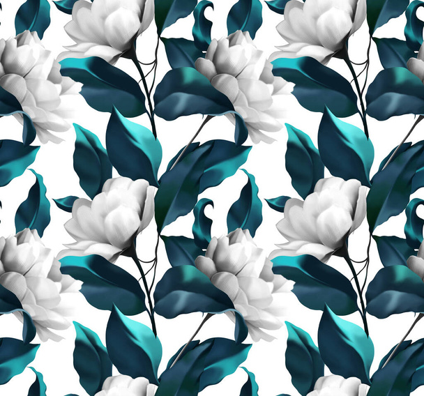 Seamless flower pattern with beautiful wildflowers and foliage. Stylish print for textile design and decoration. - Foto, Imagen