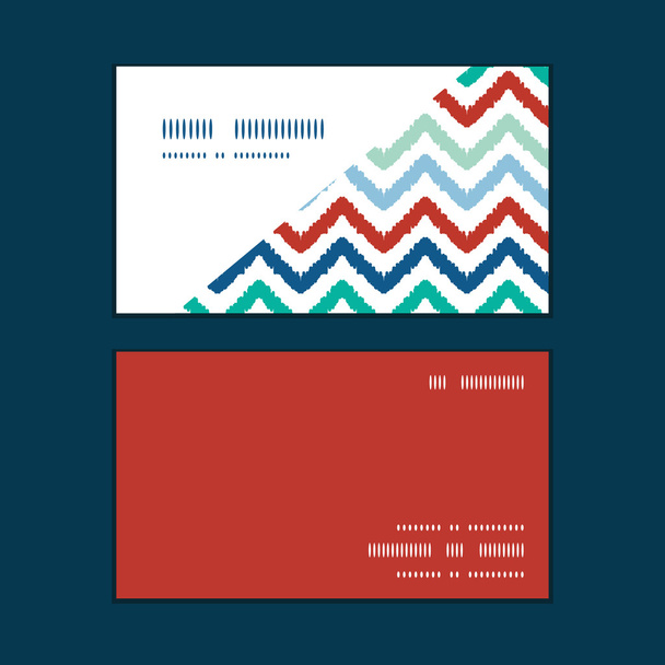 Vector colorido ikat chevron horizontal esquina marco patrón tarjetas de visita conjunto
 - Vector, Imagen