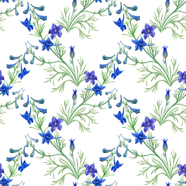 Blue watercolor wildflowers - Foto, Imagem