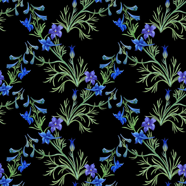Blue watercolor wildflowers - Foto, imagen