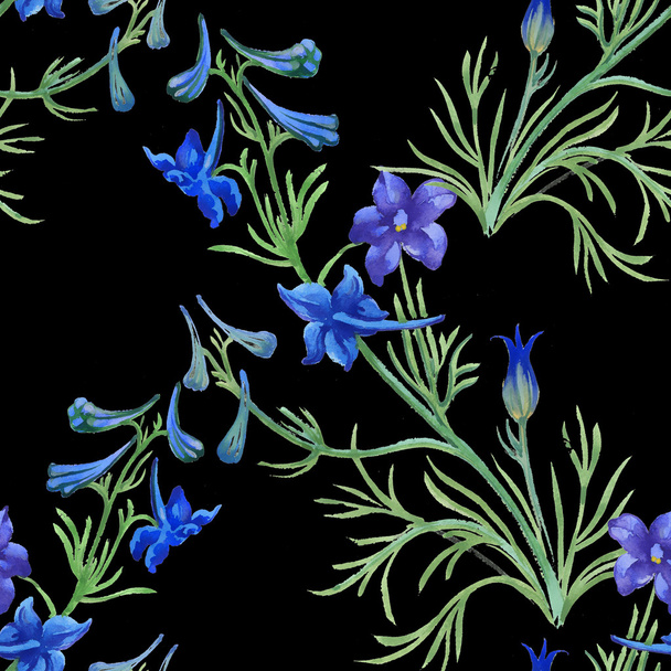 Blue watercolor wildflowers - Fotó, kép