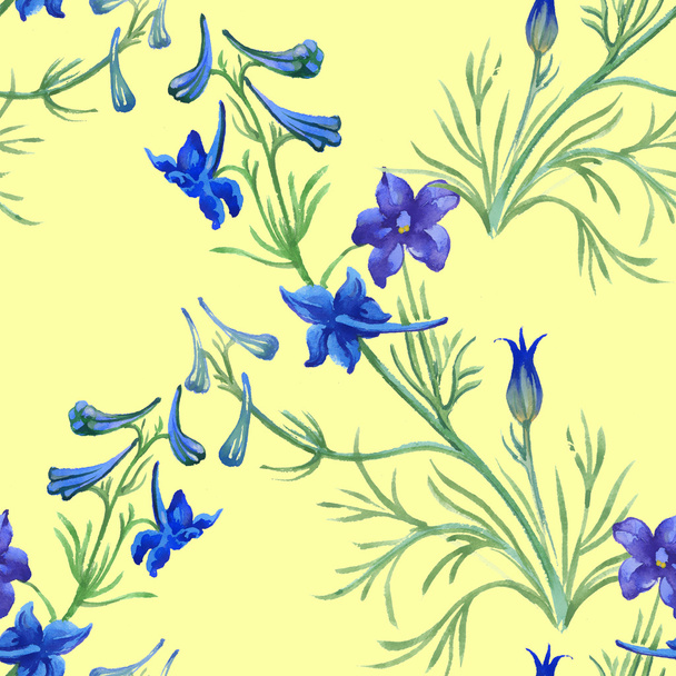 Blue watercolor wildflowers - Fotografie, Obrázek
